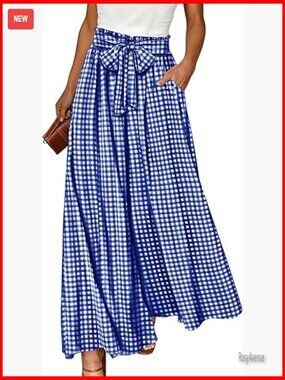 High Waisted Wide Leg Palazzo Culottes Pants with Pockets Flowy Boho